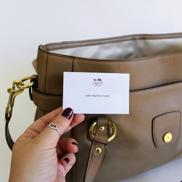 Coach Taupe/Tan/Camel Large Campbell Leather Eva Flap Satchel Purse - Picture 3 of 11